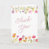 春のワイルドフラワーの花束 ブライダルシャワー サンキューカード (正面)