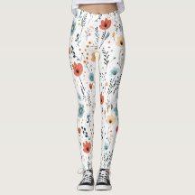 春のワイルドフラワーパターン、錆、タン、青