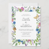 春のワイルドフラワー ウェディング 招待状 (正面)