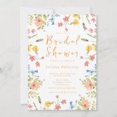 春のワイルドフラワー モダン ブライダル シャワー 招待状 (正面)