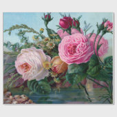 春のヴィンテージの花のリネン包装紙 ラッピングペーパー (フラット)