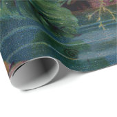 春のヴィンテージの花のリネン包装紙 ラッピングペーパー (ロールコーナー)