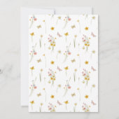 春の乙女の弓 ピンクの野の花 赤ちゃんのシャワー 招待状 (裏面)