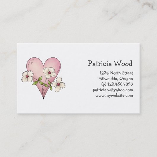 春の事 · ハート及び花 名刺 (正面)