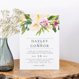 春の優美な水彩花束の結婚式招待状 招待状