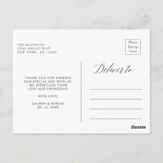 春の優雅な花輪 結婚式 お礼はがき ポストカード (裏面)