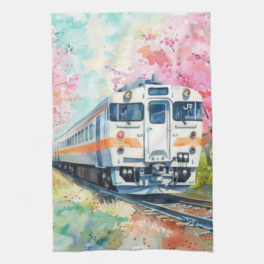 春の列車 キッチンタオル (縦)