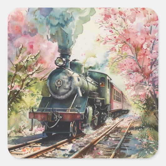 春の列車 スクエアシール (正面)