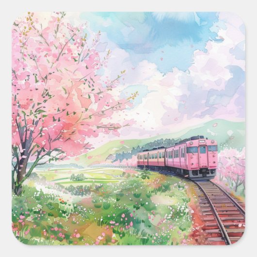春の列車 スクエアシール (正面)