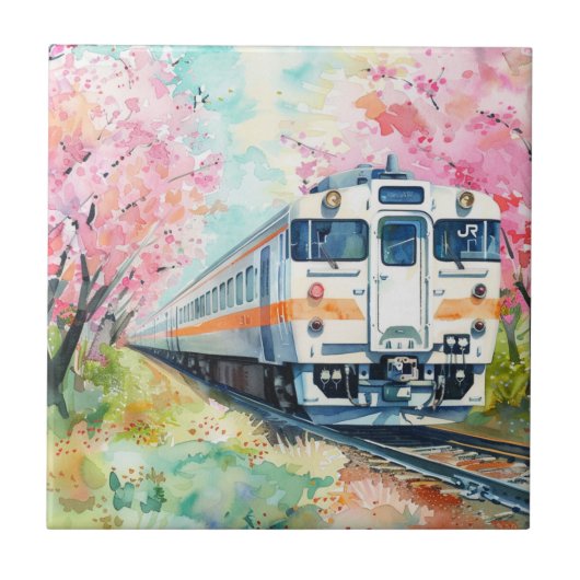 春の列車 タイル (正面)