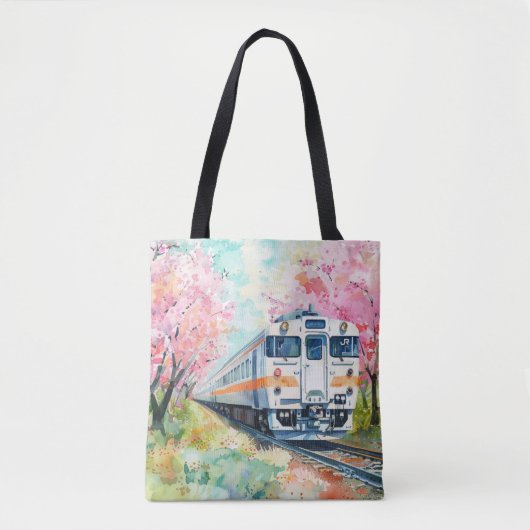 春の列車 トートバッグ (正面)