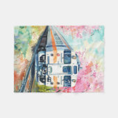 春の列車 フリースブランケット (正面(横))