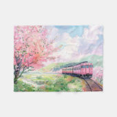 春の列車 フリースブランケット (正面(横))
