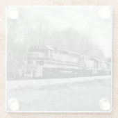 春の列車B&W ガラスコースター (裏面)