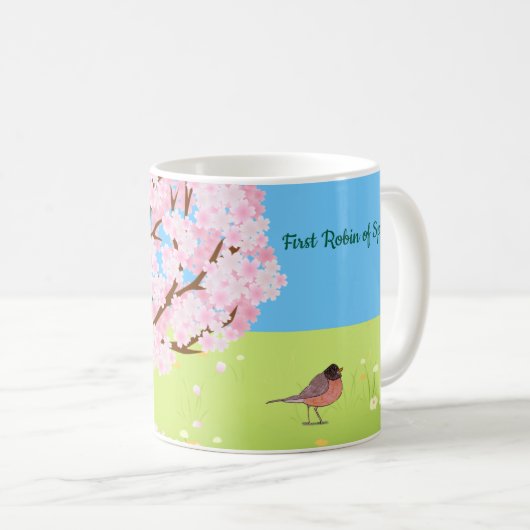 春の初コマドリ コーヒーマグカップ (正面右)