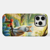 春の別荘と庭と猫 iPhoneケース (裏面横)