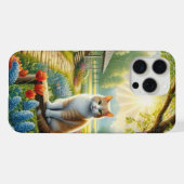 春の別荘と庭と猫 iPhoneケース (裏面横)