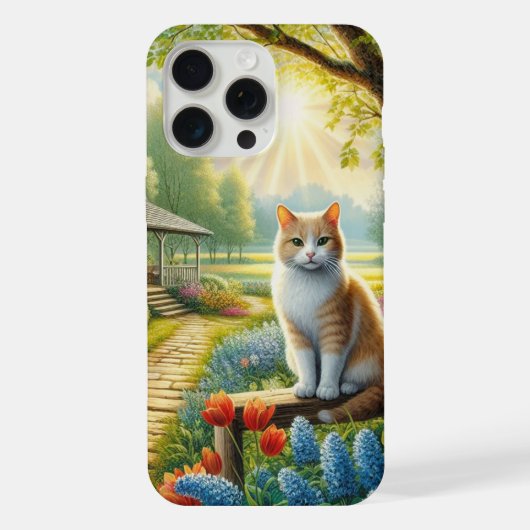 春の別荘と庭と猫 iPhoneケース (裏面)