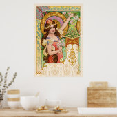 春の到来を告げるアールヌーボー・ポスター ポスター (キッチン)