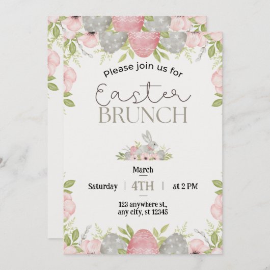 春の到来を喜び、楽しいイースターのブランチを祝おう! シーズンカード (正面/裏面)