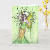 春の到着の妖精の挨拶状 カード (黄色い花)