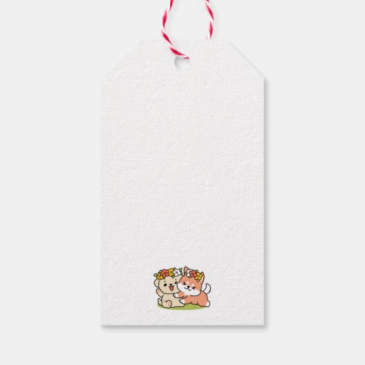 春の可愛さ – かわいい犬のイラストレーション ギフトタグ (裏面)