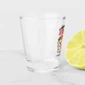 春の可愛さ – かわいい犬のイラストレーション ショットグラス (左)