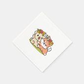 春の可愛さ – かわいい犬のイラストレーション スタンダードカクテルナプキン (角)