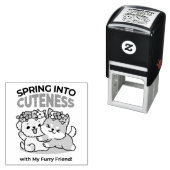 春の可愛さ – かわいい犬のイラストレーション セルフインキングスタンプ (インサイチュ)