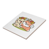 春の可愛さ – かわいい犬のイラストレーション タイル (側面)