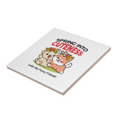 春の可愛さ – かわいい犬のイラストレーション タイル (側面)