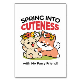 春の可愛さ – かわいい犬のイラストレーション テーブルナンバー