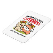 春の可愛さ – かわいい犬のイラストレーション マグネット (左側)