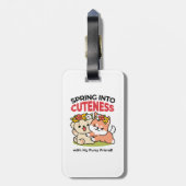 春の可愛さ – かわいい犬のイラストレーション ラゲッジタグ (裏面縦)