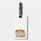 春の可愛さ – かわいい犬のイラストレーション ラゲッジタグ (裏面縦)