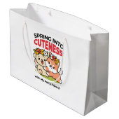 春の可愛さ – かわいい犬のイラストレーション ラージペーパーバッグ (裏面アングル)