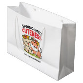 春の可愛さ – かわいい犬のイラストレーション ラージペーパーバッグ (正面アングル)