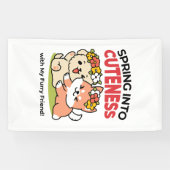 春の可愛さ – かわいい犬のイラストレーション 横断幕 (横)