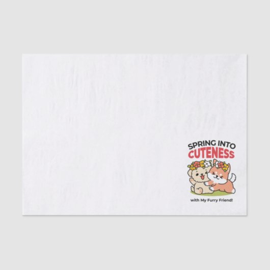 春の可愛さ – かわいい犬のイラストレーション 薄葉紙 (正面)