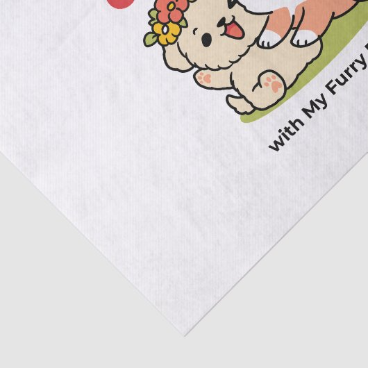 春の可愛さ – かわいい犬のイラストレーション 薄葉紙 (詳細)