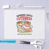 春の可愛さ – かわいい犬のイラストレーション 薄葉紙 (クラフト)