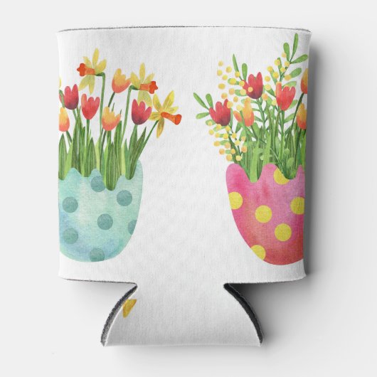 春の喜び：水玉模様イースターエッグ 缶クーラー (正面)