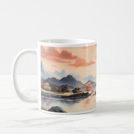 春の墨絵 コーヒーマグカップ (左)