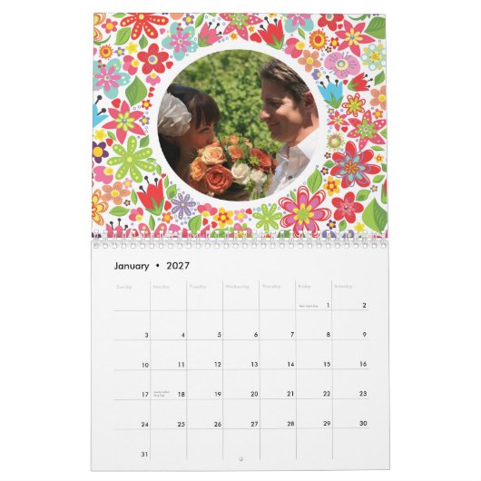 春の夏によっては結婚式の写真の来客名簿が開花します カレンダー (1月 2027)