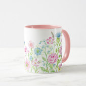 春の夏のピンクの青い花草原 マグカップ (正面右)