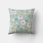 春の夏のミントの緑金ゴールドのLialcのピンクの花柄 クッション (裏面)