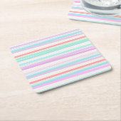 春の夏の色ストライプ スクエアペーパーコースター (アングル)