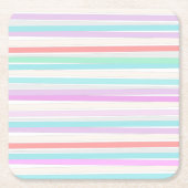 春の夏の色ストライプ スクエアペーパーコースター (正面)
