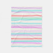 春の夏の色ストライプ フリースブランケット (正面)