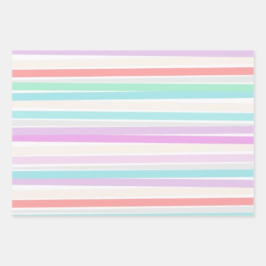 春の夏の色ストライプ ラッピングペーパーシート (正面)